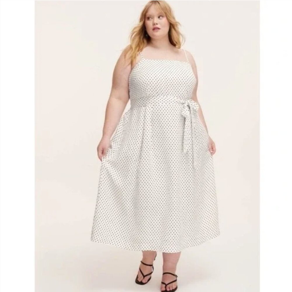 Kate Spade X Target Midi Dress Cream Black Polka Dot Women's XXL *NO BELT - Picture 2 of 15